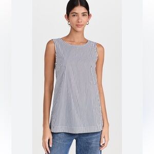 Meimeij Black and White Striped Women's Top tank buttons back